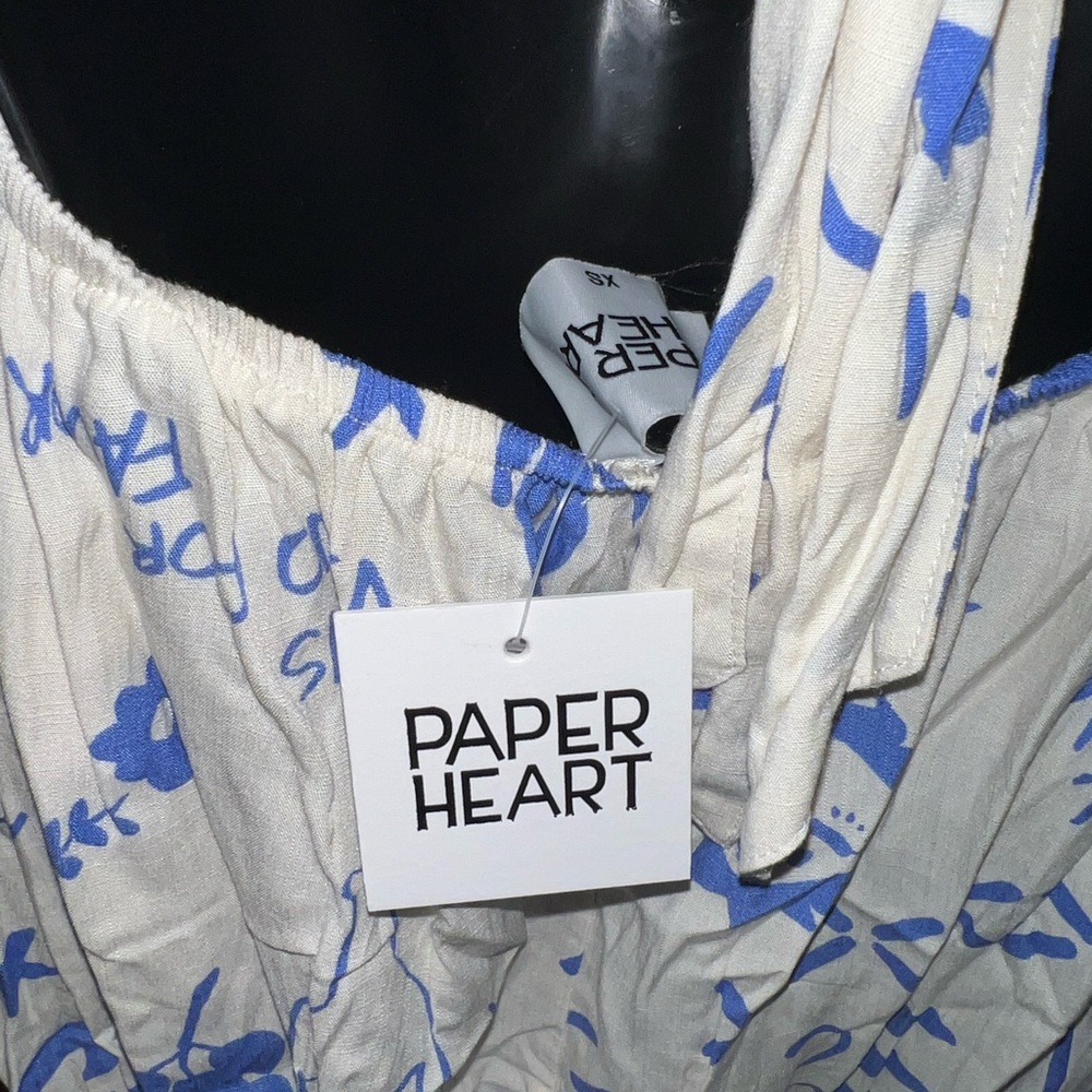 NWT Paper Heart Anthropologie Blue & White Vino Open Tie Back Maxi Dress Size XS - Picture 8 of 10